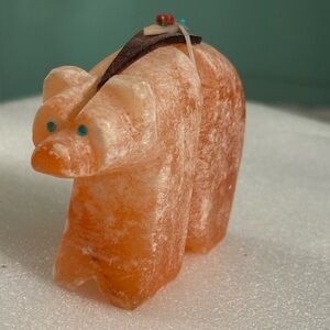 FREE BOOK with purchase of ZUNI FETISHES ORANGE ALABASTER BEAR